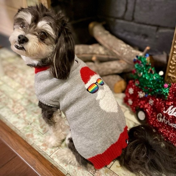 Hotel Doggy Other - HOTEL DOGGY Pride Santa Dog Sweater, Red/Gray, Gay‎ Pride, Medium, NWT